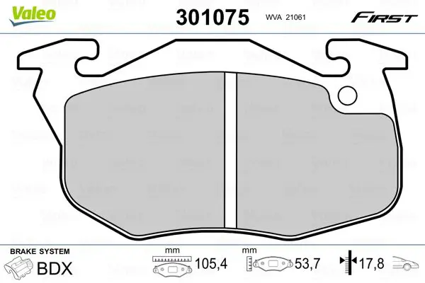 VALEO 301075 Комплект тормозных колодок