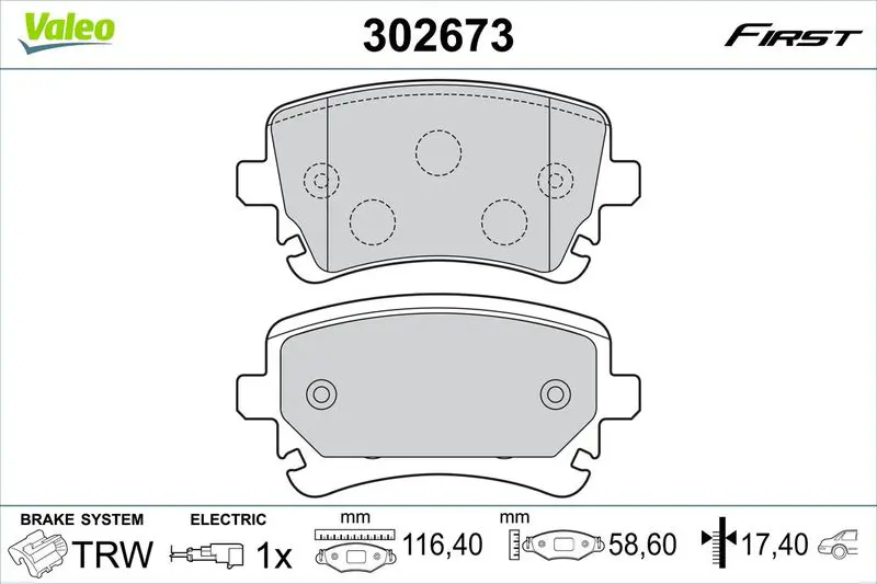VALEO 302673 Комплект тормозных колодок,