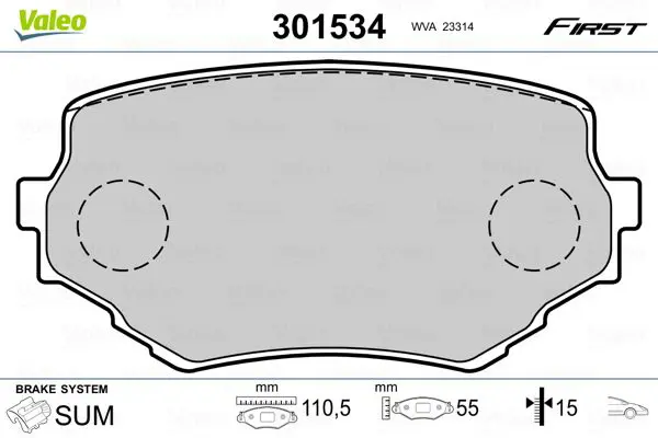 VALEO 301534 Комплект тормозных колодок