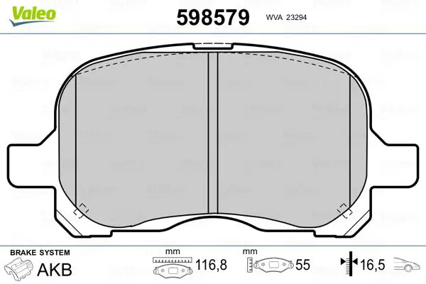 VALEO 598579 Комплект тормозных колодок