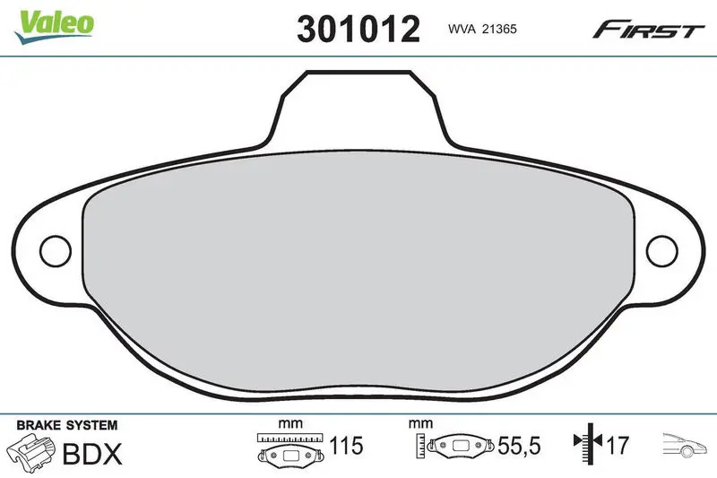 VALEO 301012 Комплект тормозных колодок