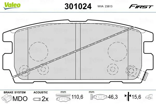 VALEO 301024 Комплект тормозных колодок