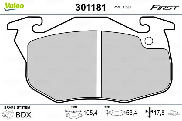 VALEO 301181 Комплект тормозных колодок