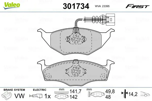 VALEO 301734 Комплект тормозных колодок