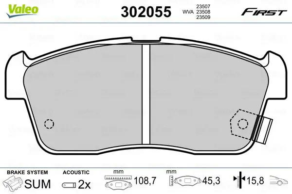 VALEO 302055 Комплект тормозных колодок,