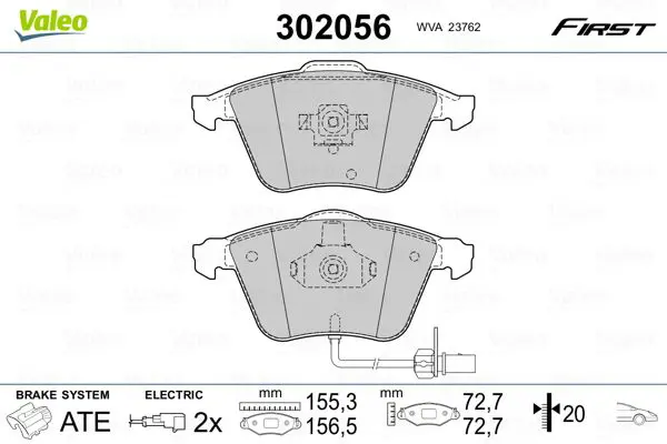 VALEO 302056 Комплект тормозных колодок,