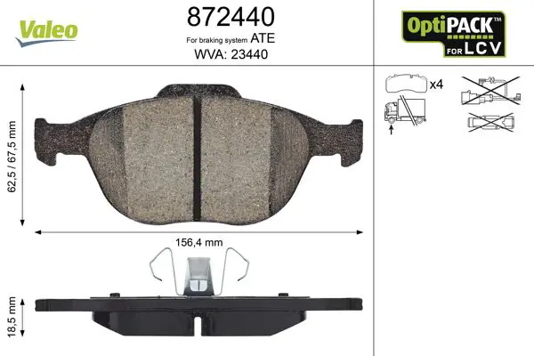 VALEO 872440 Комплект тормозных колодок