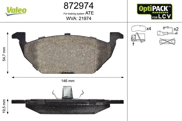VALEO 872974 Комплект тормозных колодок