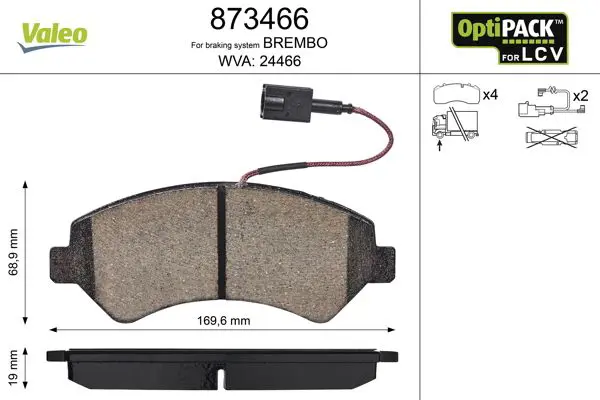 VALEO 873466 Комплект тормозных колодок