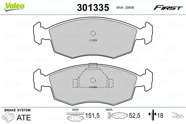 VALEO 301335 Комплект тормозных колодок