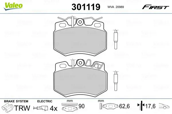 VALEO 301119 Комплект тормозных колодок