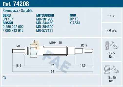 74208 Свеча накаливания