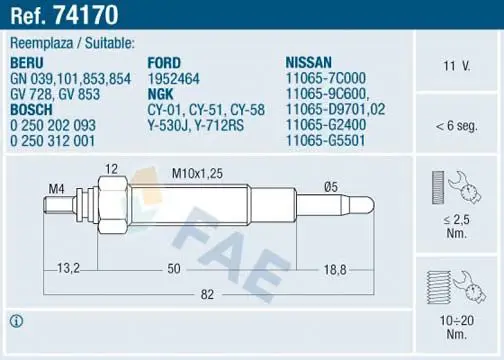 74170 Свеча накаливания