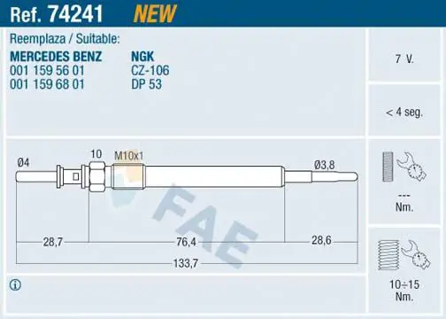FAE 74241 Свеча накаливания