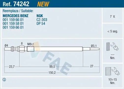 FAE 74242 Свеча накаливания