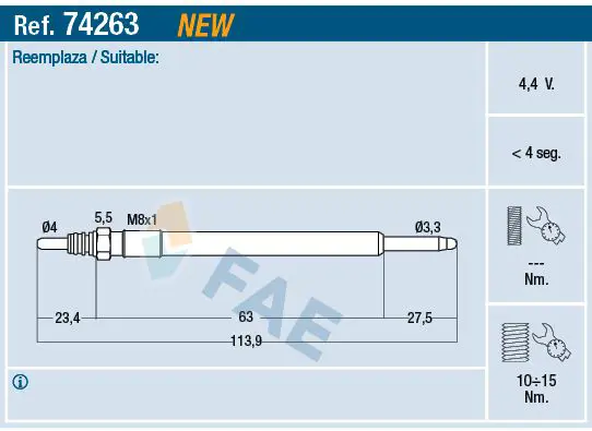 FAE 74263 Свеча накаливания