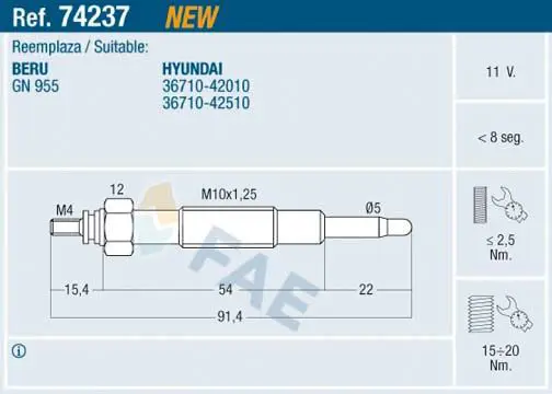 FAE 74237 Свеча накаливания