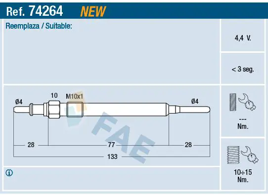 FAE 74264 Свеча накаливания