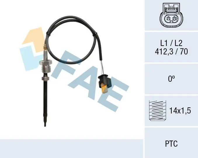 FAE 68039 Датчик, температура выхлопных