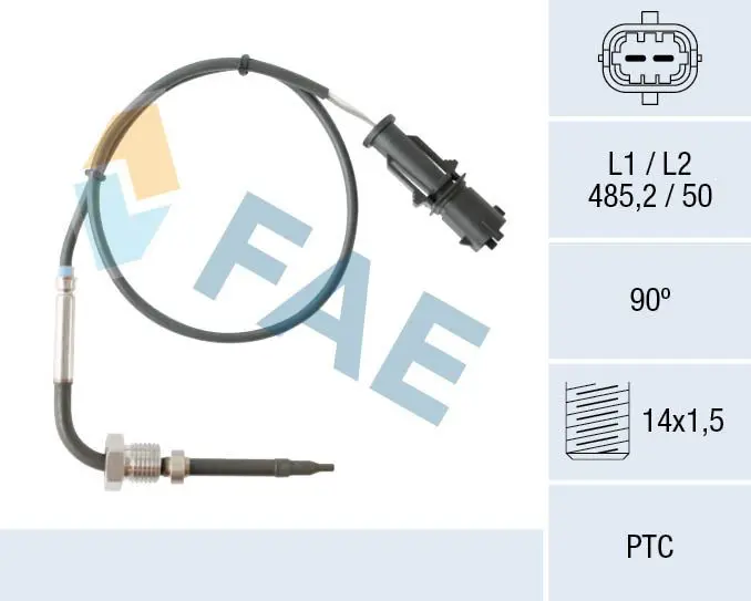 FAE 68080 Датчик, температура выхлопных