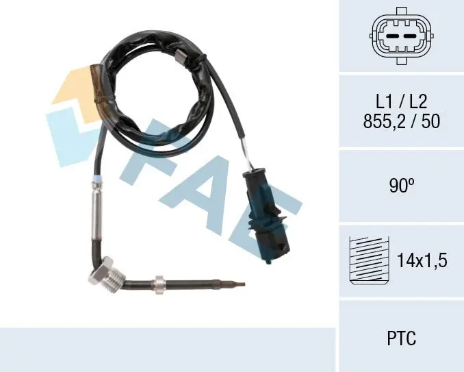 FAE 68086 Датчик, температура выхлопных