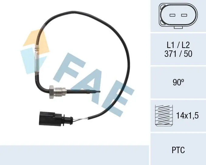 FAE 68092 Датчик, температура выхлопных