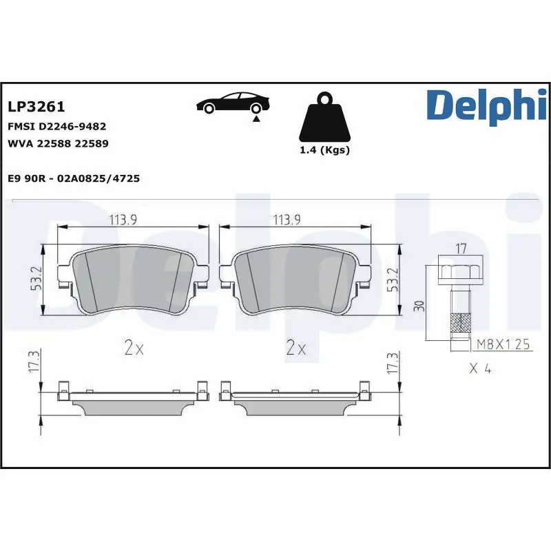LP3261 Комплект тормозных колодок