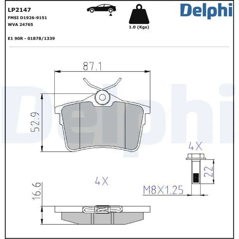 Delphi LP2147 Колодки зад.CITROEN/PEUGEOT