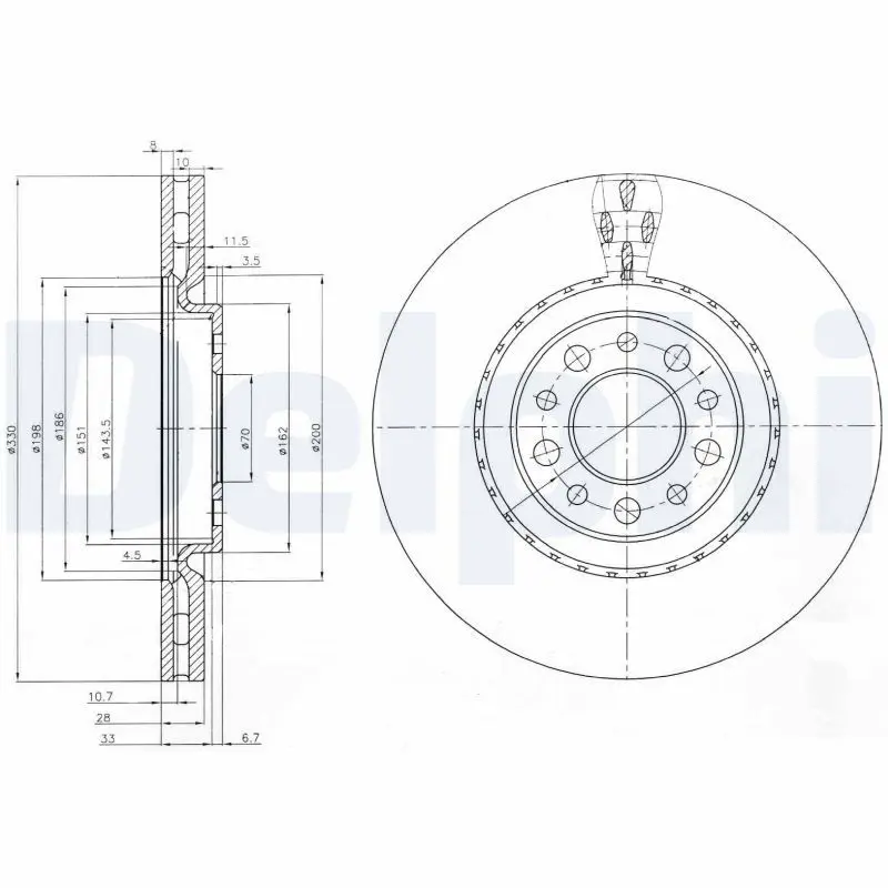 DELPHI BG3993 Тормозной диск