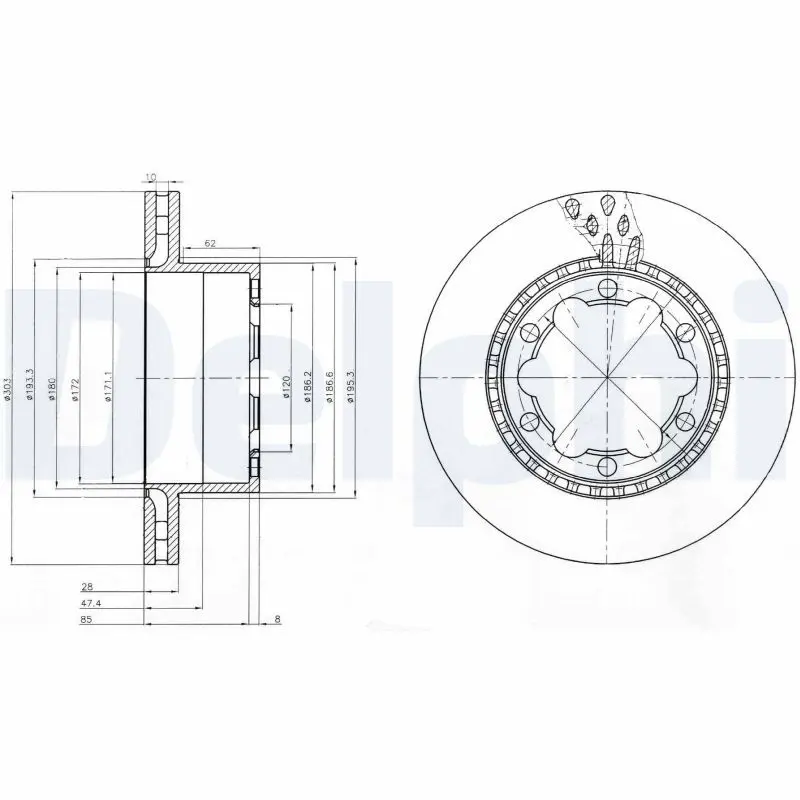 DELPHI BG9015 Тормозной диск