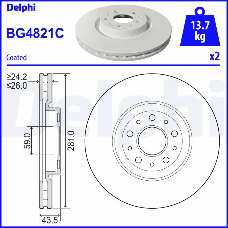 DELPHI BG4821C Тормозной диск