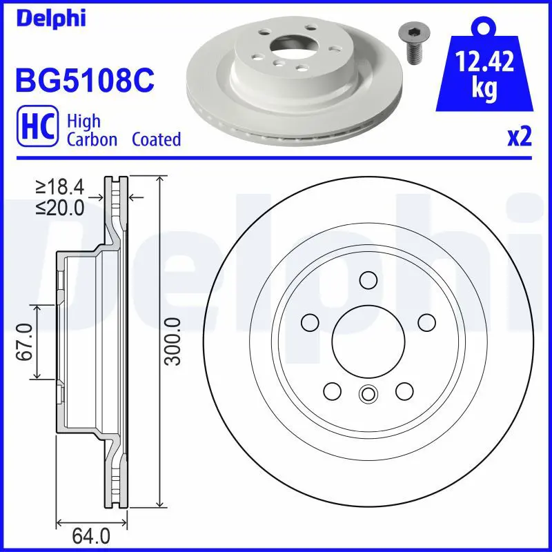DELPHI BG5108C Тормозной диск