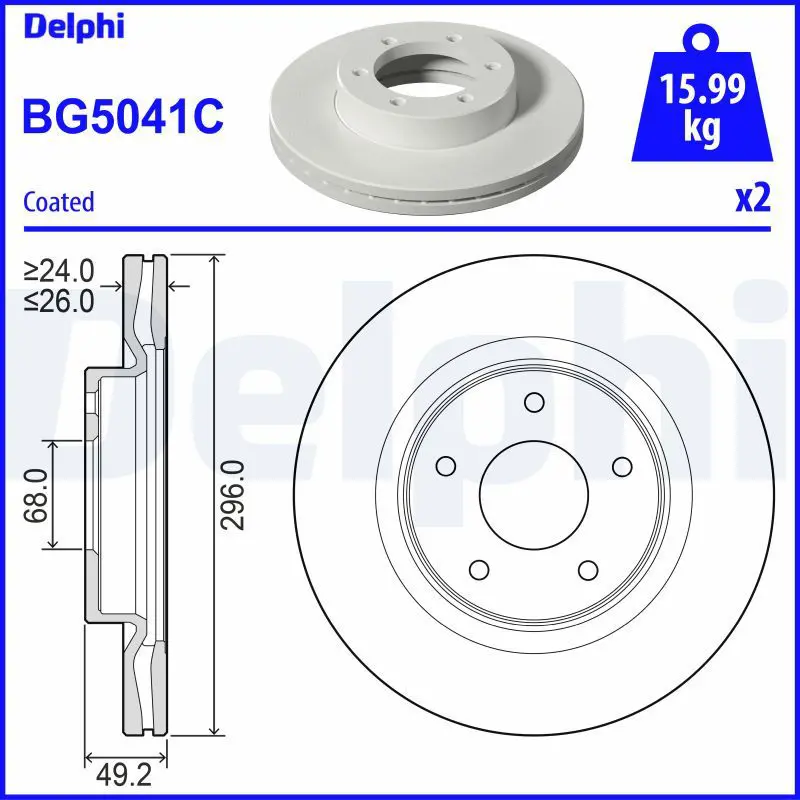 DELPHI BG5041C Тормозной диск