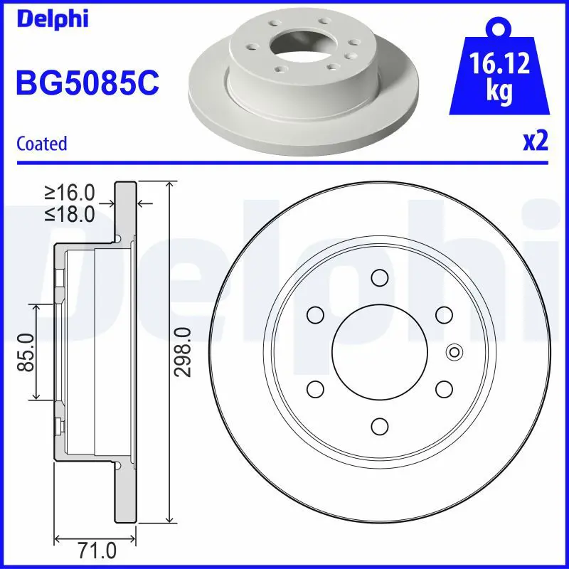 DELPHI BG5085C Тормозной диск
