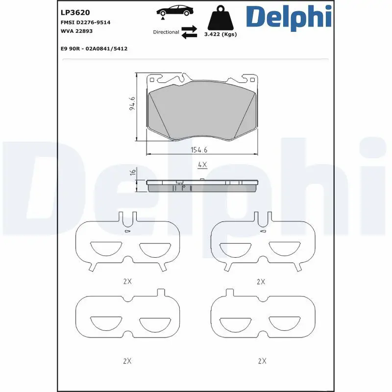 LP3620 Комплект тормозных колодок,