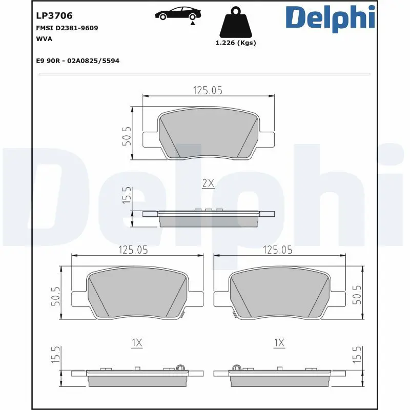 DELPHI LP3706 Комплект тормозных колодок