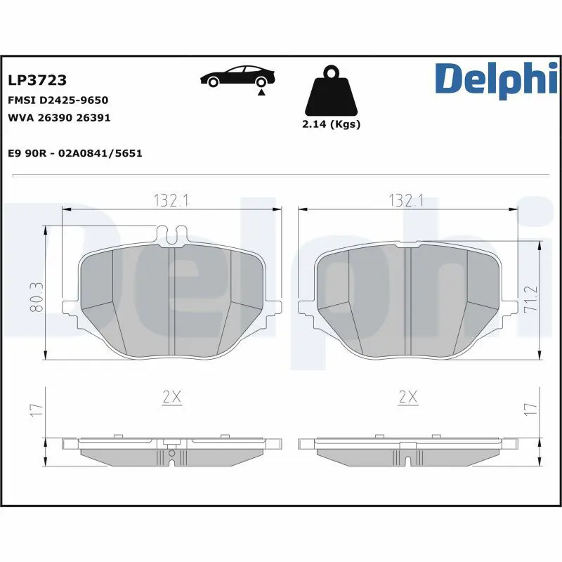 DELPHI LP3723 Комплект тормозных колодок,