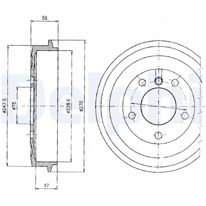 DELPHI BF275 Тормозной барабан