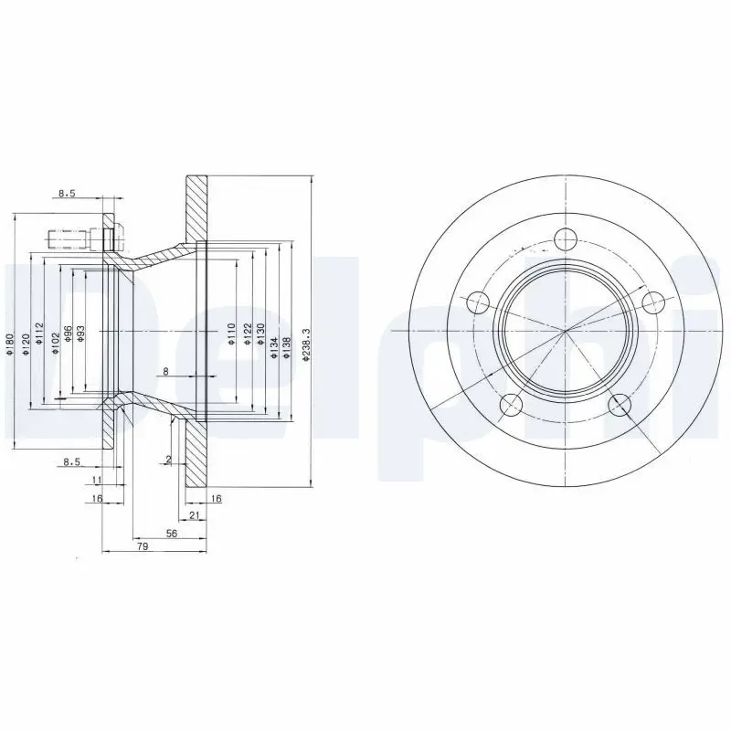 DELPHI BG2494 Тормозной диск