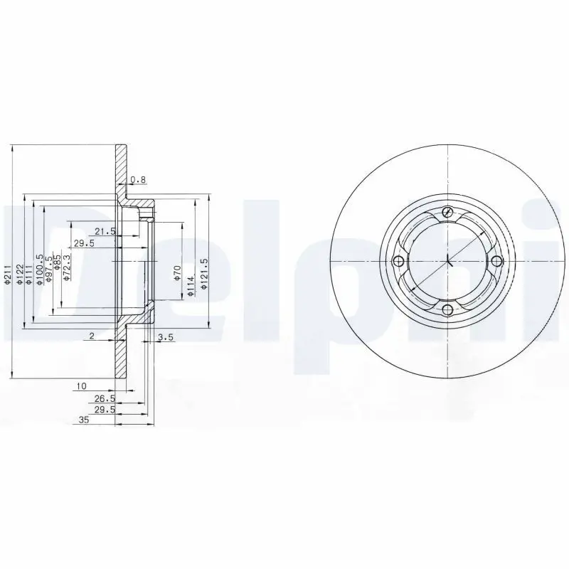 DELPHI BG2533 Тормозной диск