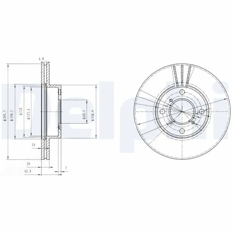 DELPHI BG3341 Тормозной диск