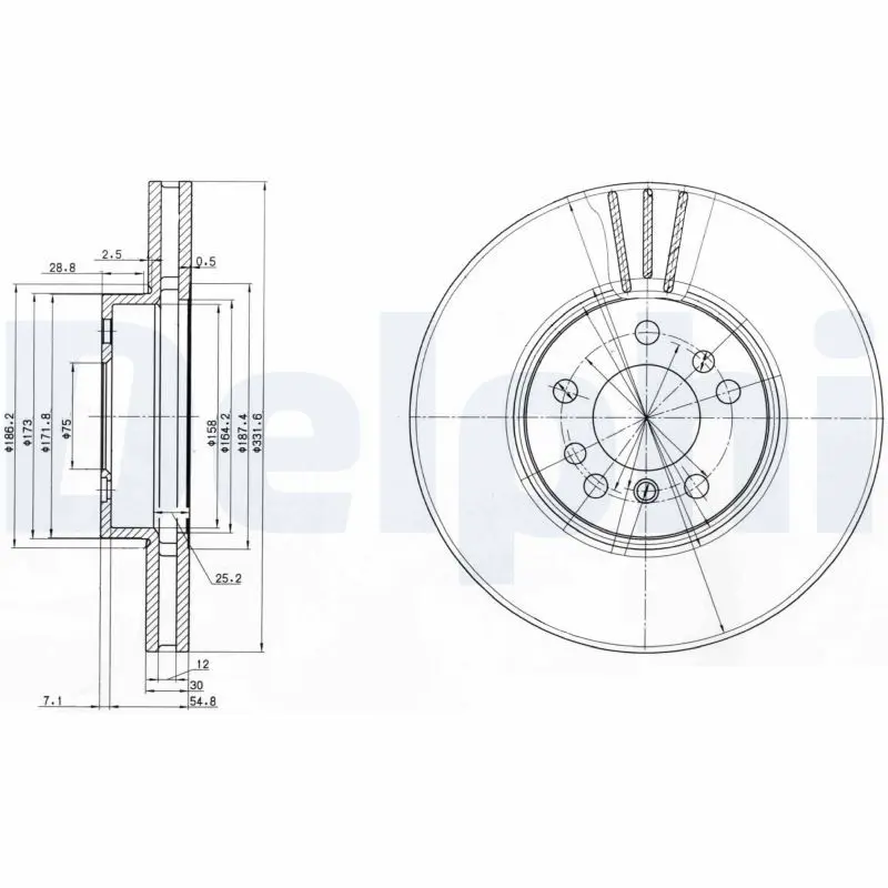 DELPHI BG3628 Тормозной диск