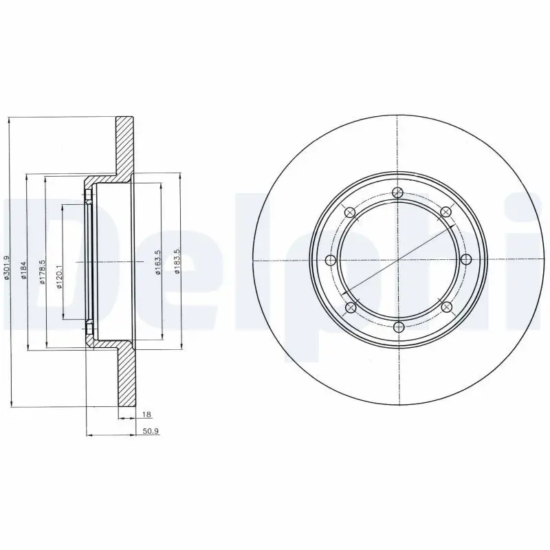 DELPHI BG4344 Тормозной диск