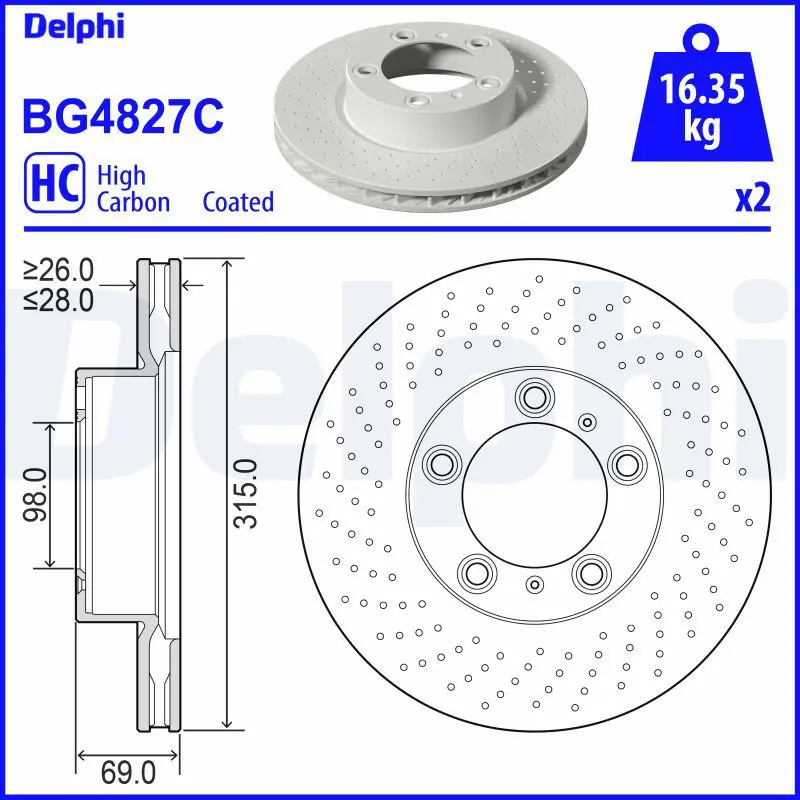 DELPHI BG4827C Автозапчасть/Диск тормозной