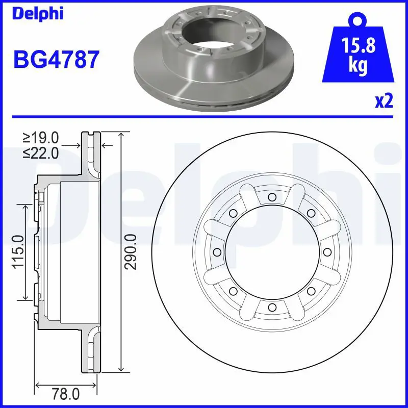 DELPHI BG4787 Тормозной диск