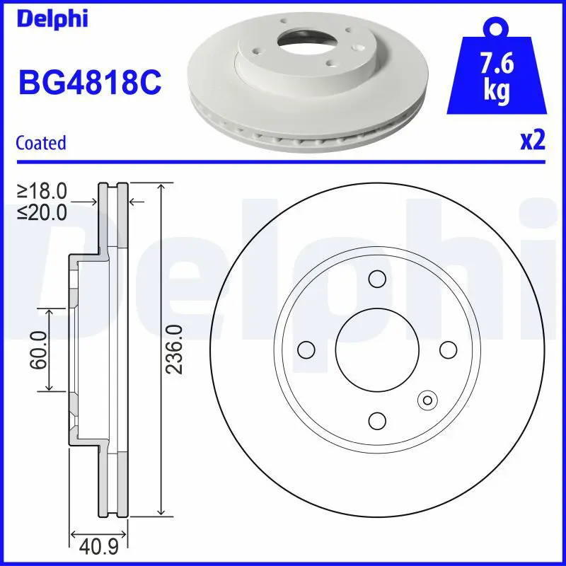 DELPHI BG4818C Тормозной диск