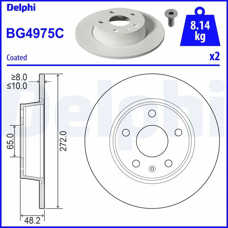 DELPHI BG4975C Тормозной диск