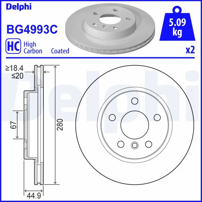 DELPHI BG4993C Тормозной диск