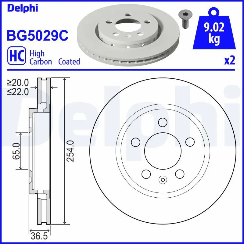 DELPHI BG5029C Тормозной диск