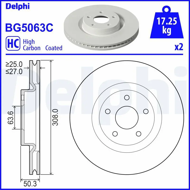 DELPHI BG5063C Диск тормозной